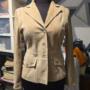 Ann Taylor Loft Tan Women's Soft Suede Blazer